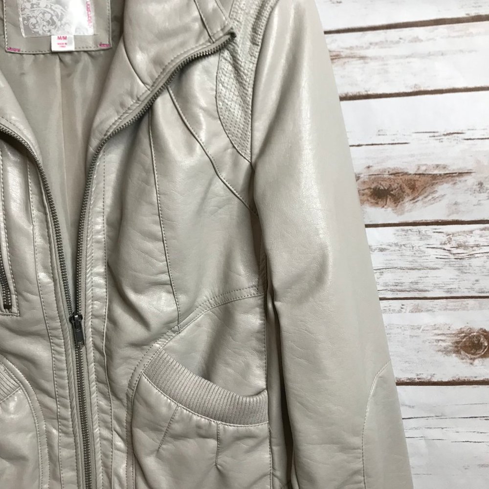 Xhilaration Cream Faux Leather Jacket - Picture 3 of 8